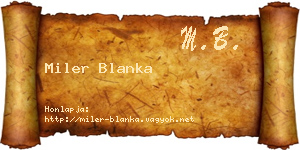 Miler Blanka névjegykártya